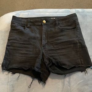 comfortable high waist black cut off shorts